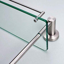 ZLININ Y-longhair Mensola in Vetro per Bagno in Acciaio Inox 304, Mobile da Parete per Bagno su 2 Livelli, 15,5'' e Volte; 16,5'' e Time; 5,1''