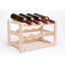 YQJ - Portabottiglie in legno con 12 fessure, antiscivolo, per bar, cucina, cantina, armadio, tavolo, in legno massiccio ad alta densità, 46 x 24 x 28 cm