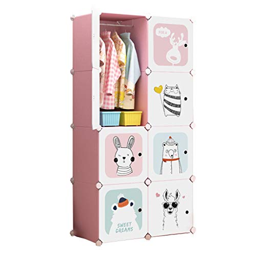 Locker Cube Armadio Armadio Noleggio Home Camera Rimovibili Vestiti di Plastica Scaffalature Hanging Dormitorio Rosa 75X37X147CM MUMUJIN