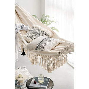 STAMONY Amaca Doppia Boho della Nappa Nest Hammock Dell'Oscillazione Sedia da Giardino Coperta da Picnic Giardino Macrame Brasiliano Amaca appesa Altalene Net Chair