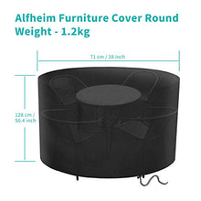 Alfheim Coperture per Set Arredo Giardino con Condotto dell'Aria, Impermeabile Telo Protettivo per Tavolo e Sedie da Esterni, Anti-UV A Prova di Vento Tessuto Oxford 600D, Il Giro(Ø128 x 71cm) - Nero