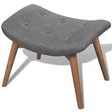 vidaXL Poltrona con Poggiapiedi a Uovo Poltroncina Robusta Elegante Moderna Morbida Sedia Imbottita con Pouf in Tessuto Grigio e Schiuma