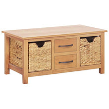 vidaXL Massello di Rovere Credenza con 2 Cassetti 2 Cestelli Rimovibili Telaio Robusto Rustica Cassettiera Mobiletto in Giacinto d'Acqua