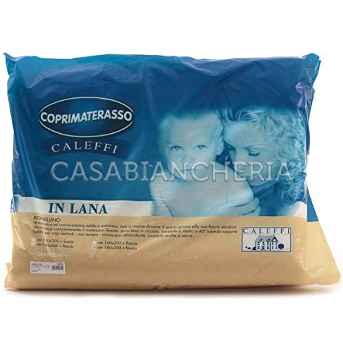 Caleffi Agnellino Coprimaterasso, Pura lana vergine , Unica, Piazza e Mezza, 70481 , Caleffi