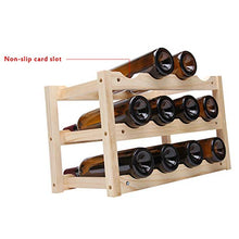 YQJ - Portabottiglie in legno con 12 fessure, antiscivolo, per bar, cucina, cantina, armadio, tavolo, in legno massiccio ad alta densità, 46 x 24 x 28 cm