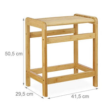Relaxdays Sgabello da Bagno in Bambù, Design Naturale, Panchetta da Armadio, 50,5 x 41,5 x 29,5 cm, Legno Naturale