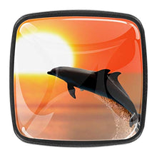 Two dolphins swimming at sunset Pomelli per Porta Set di 4 Pomelli per Mobili Manopole per Cassetti Cucina Armadio Vetro