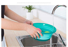 Tisi - Bacino pieghevole rotondo per lavabo, per viaggi, campeggio, escursionismo, infrangibile, in silicone, salvaspazio, 10,5 x 25,5 cm, colore: Blu lago
