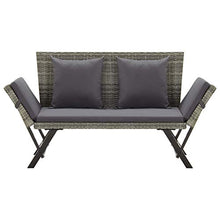 FAMIROSA Panchina da Giardino con Cuscini 176 cm in Polyrattan Grigio
