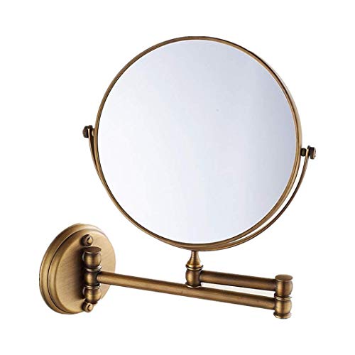 SGSG Specchio per Il Trucco Specchio cosmetico in Rame Montato a Parete, Specchio bifacciale Antico per Bagno/Camera da Letto Specchio di Bellezza