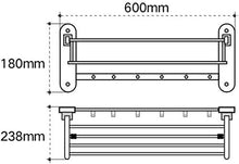 AINIYF Bagno Bagno Doccia mensola portasciugamani Bagagli a Parete Pieghevole 304 Acciaio Inossidabile 2 Tiers Hanging Asta con Gancio Punch Installazione (Dimensioni: 600x238x180mm)