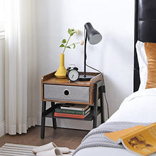 VASAGLE LET64X-Comodino da caffè, con ripiano Estraibile in Tessuto, Struttura in Metallo, per Soggiorno, Camera da Letto, Stile Vintage, Pannelli in truciolato, Ferro, 46 x 35 x 52.5 cm (L x B x H)
