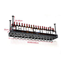 FAFZ Portavini Portabottiglie da Vino in Metallo A Soffitto, Portabicchiere Sospeso, Regolabile in Altezza, Espositore per Espositore da Banco da Bar (Size : 60cm)