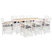 Oushome Set Mobili da Pranzo per Giardino 9 pz in Polyrattan Bianco