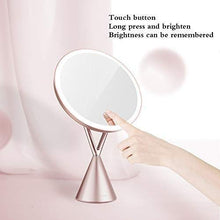 Specchio per il trucco Specchio per il trucco illuminato 7 `` X 5 '' Specchio per il trucco a LED con 30 rotazione Specchio per il trucco con base antiscivolo rotonda Specchio cosmetico per il trucco