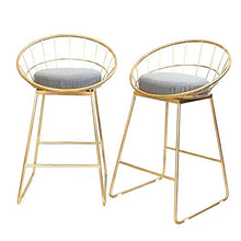 GYPPG Set di 2 sgabelli Bar Alti | Sedia banco Creativa in Metallo con Imbottitura morbie Rivestimento in Lino, Adatta per Cucina, Ristorante, Bar, casa Dcor - Oro