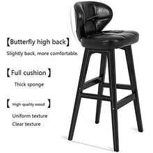 WGEMXC Sedia, Sedia Home Office, Sgabello Sgabelli da Bar in Legno Massello, Sgabello da Bar con Schienale, Impermeabile, Traspirante e Indossabile, con Sedia Schienale,Bianco + Legno,H61Cm