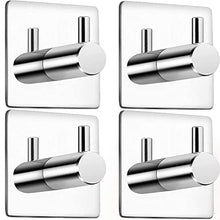 Adesivo Ganci Portasciugamani, Acciaio Inox Cappotto Gancio impermeabile Appendiabiti ganci a Parete Porta Accappatoio Asciugamano per Cucina Bagno Senza Forare autoadesivo,4 Pezzi