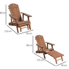 Outsunny Sedia a Sdraio Adirondack da Giardino Pieghevole Regolabile con Poggiapiedi 70 x 175 x 98cm