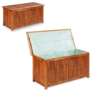 Cassapanca da Giardino Esterno in Legno Massello di Acacia, Cassapanca Contenitore da Giardino, Cassapanca Contenitore da Esterno 150x50x58 cm