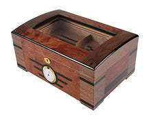 QKa Handmade Cigar Humidor, Cedar Cigar Desktop Box con Umidificatore E Igrometro, Piano in Vetro per 25 Cigars (20-25 Cigars),01