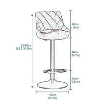Sgabelli da Bar Set di 4 sgabelli da bar in metallo, sgabelli da bar girevoli a 360°, sedia in velluto con schienale, sgabelli da pranzo per la colazione per bar / caffè / cucina / casa, altezza: 65-8