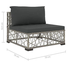 vidaXL Set Divani da Giardino 6 pz con Cuscini Foderati Lavabili Modulare Leggero Elegante Arredi da Esterno in Polyrattan Grigio Telaio in Acciaio