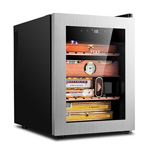 Armadietto per sigari idratazione a temperatura costante refrigerazione dell'armadietto del vino mobiletto morbido per sigari in legno di cedro grande capacità (Color : Silver, Size : 35 * 50 * 47cm)