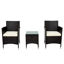 Belissy Set di mobili da giardino in rattan sintetico, poltrone da giardino moderne, mobili da balcone, set da 2 persone, 1 tavolo e 2 poltrone, set per balcone e terrazzo (rattan marrone)