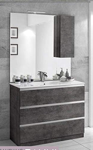 Dafne Italian Design Mobile da bagno con lavabo - Componibile bagno 3 cassetti con maniglia a gola, lavabo e specchio con luce a Led cm. 100 x 46 x 189h. Mobili di altissima qualit�. (STMB)