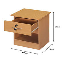 Absolute Deal ADLF007_Beech cassetto in Legno per Camera da Letto con Serratura e Comodino, Holz, Faggio, W40 x D34 x H42 CM
