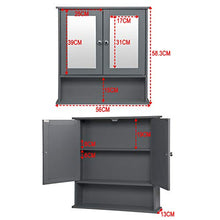 eSituro Armadietto Bagno con Specchio a Ante e Ripiani Regolabili Specchiera Contenitore Armadietto a Muro Grigio SBP0059