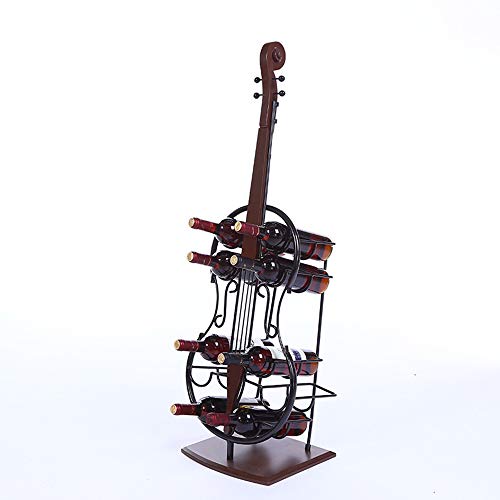 Scultura in Metallo Portabottiglie Autoportante 10 Bottiglie Supporto per Vino Ripiano in Legno Massello e Ferro Articoli Artigianali per la Casa Decorazione