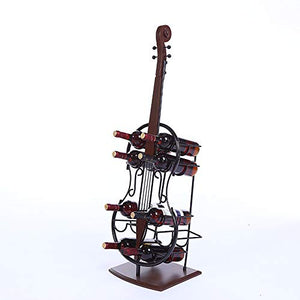 Scultura in Metallo Portabottiglie Autoportante 10 Bottiglie Supporto per Vino Ripiano in Legno Massello e Ferro Articoli Artigianali per la Casa Decorazione