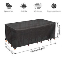 UNKB Copertura Tavolo Impermeabile da Giardino Traspirante, Copertura Mobili Giardino Resistente Oxford 420D, Copertura per Mobili Esterno Rettangolari Copertura 180 x 120 x 74 cm