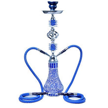 XJJY 22"Narghilè Set Doppio Tubo Narghilè, Vetro Narghilè Set Arabo Doppio Narghilè, Adatto per Famiglie, Hotel stranieri, Bar, Club, Hotel,Blu