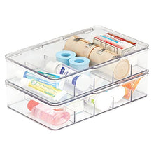 mDesign Porta Medicine – Contenitore plastica Senza BPA impilabile con Coperchio per medicinali – Cassetta Pronto Soccorso a 5 Scomparti per unguenti, Medicine, ECC. – Set da 2 – Trasparente