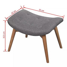 vidaXL Poltrona con Poggiapiedi a Uovo Poltroncina Robusta Elegante Moderna Morbida Sedia Imbottita con Pouf in Tessuto Grigio e Schiuma