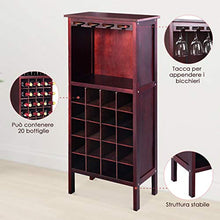 DREAMADE Portabottiglie di Vino Cantinetta per Vino in Legno Armadio Scaffale Porta Vino per casa Bar, 24,5 x 42 x 96 cm (Marrone Scuro)