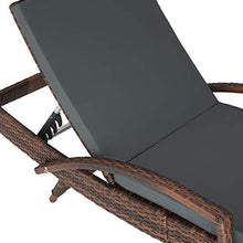 TecTake 800691 - Lettino Prendisole in Rattan, Alluminio, Resistente alle Intemperie, Schienale Regolabile, 5 Posizioni, Materassino Imbottito (Nero-Marrone | No. 403146)