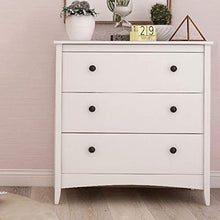 JGONas Cassettiera bianca a 3 cassetti, in legno, stile moderno, per soggiorno, ufficio, 31,5 x 16,14 x 33,07 pollici, bianco