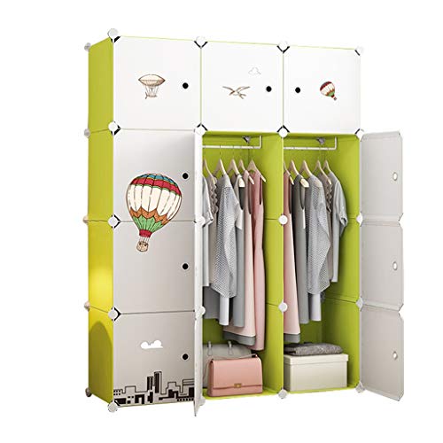 Locker 12-Porte Armadio Armadio 2-Hanging Affitto Casa Scaffali Abbigliamento Camera da Letto 6-Gitter Archivi Rimovibili di Plastica Green Room 111X47X147CM MUMUJIN