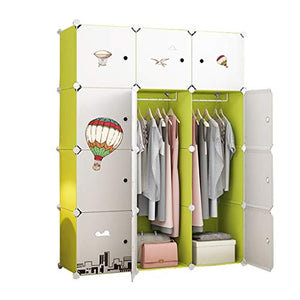 Locker 12-Porte Armadio Armadio 2-Hanging Affitto Casa Scaffali Abbigliamento Camera da Letto 6-Gitter Archivi Rimovibili di Plastica Green Room 111X47X147CM MUMUJIN