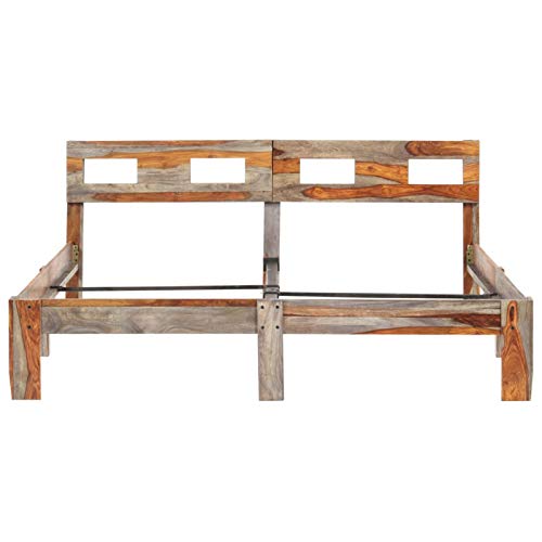 Montloxs Camera da Letto giroletto in Legno massello di Palissandro, Stile Moderno familiare Pratico giroletto in Legno massello di Palissandro 205 x 185 x 73 cm -Grigio Stile 2