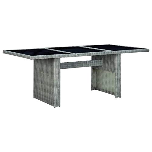 Tidyard Tavolo tavolino Rettangolare in Polyrattan e Vetro Temperato per Esterno da Giardino terrazzo Bar sagra Campeggio,Tavolo da Cucina,200 x 100 x 74 cm