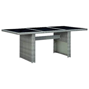 Tidyard Tavolo tavolino Rettangolare in Polyrattan e Vetro Temperato per Esterno da Giardino terrazzo Bar sagra Campeggio,Tavolo da Cucina,200 x 100 x 74 cm