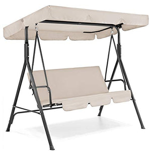 ZXD Dondolo Coperti da Giardino con 210D Oxford Tessuto Impermeabile Ai Raggi UV Resistente all'Usura, Sostituzione Canopy for Esterni Veranda Patio (Color : Beige, Size : 3 Seater)