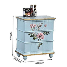 XUSHEN-HU Comodini Americana Dipinta a Mano Comodino Tre Secchio Locker Retro Semplice Verniciato Tavolo Luce d'angolo (Colore: Blu, Dimensione: 61x37.2x72cm)