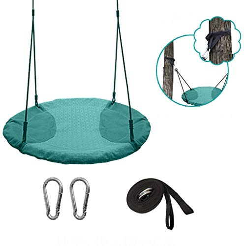 GJR-swing Sedile da Altalena Rotondo Giocattolo Divertente per Uso intensivo Cortile da Giardino Esterno con Corde sospese Regolabili Attrezzatura per Parco Giochi Amaca a Rete (Verde)