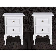 Comodino con 2 Cassetti, Set di 2 Pezzi Comodini in MDF, Comodino Piccolo Organizzatore da Letto, Design Moderno, Bianco, 34.5 x 30 x 49 cm
